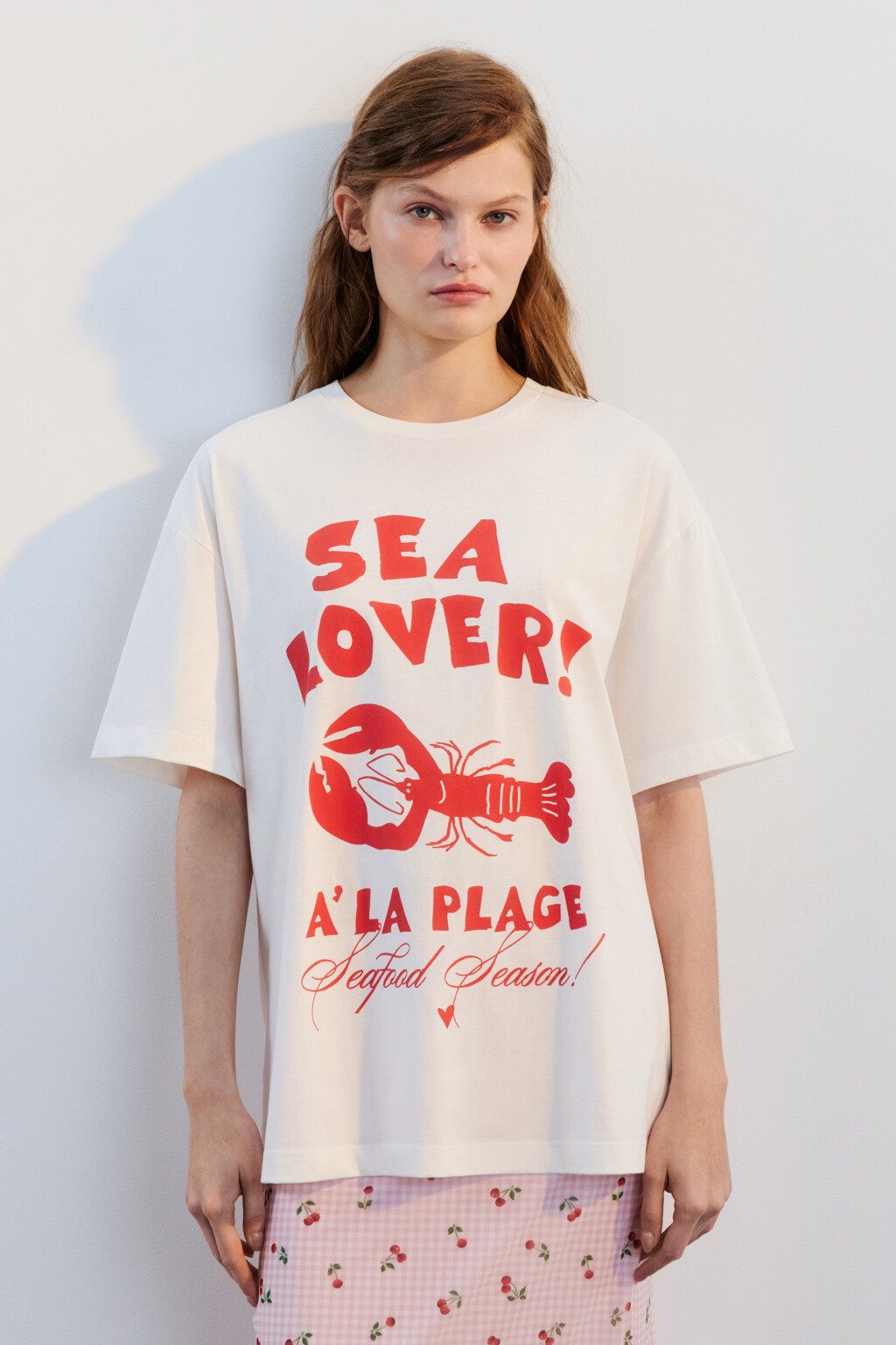 Футболка хлопковая с принтом - цвет бежевый - 2