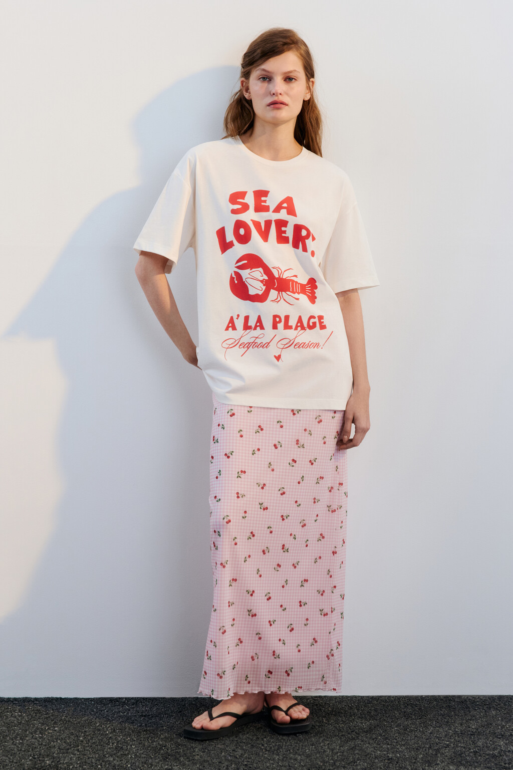 Футболка хлопковая с принтом - цвет бежевый - 4