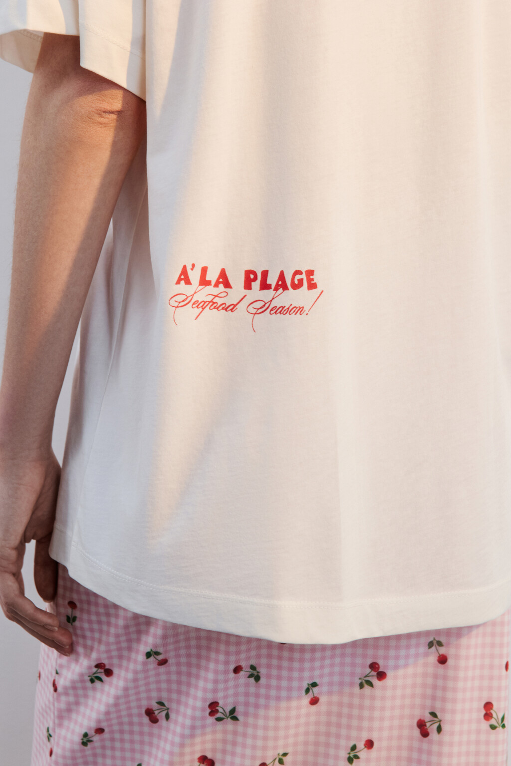 Футболка хлопковая с принтом - цвет бежевый - 6