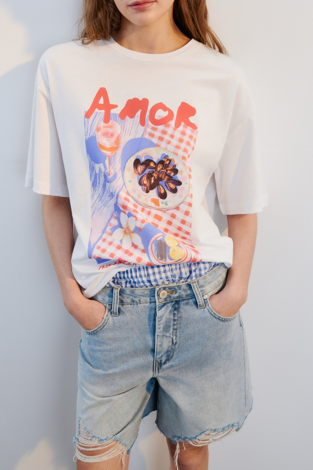 Футболка хлопковая с принтом - цвет белый - 2