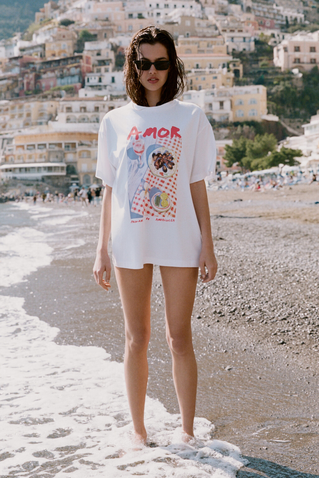 Футболка хлопковая с принтом - цвет белый - 1