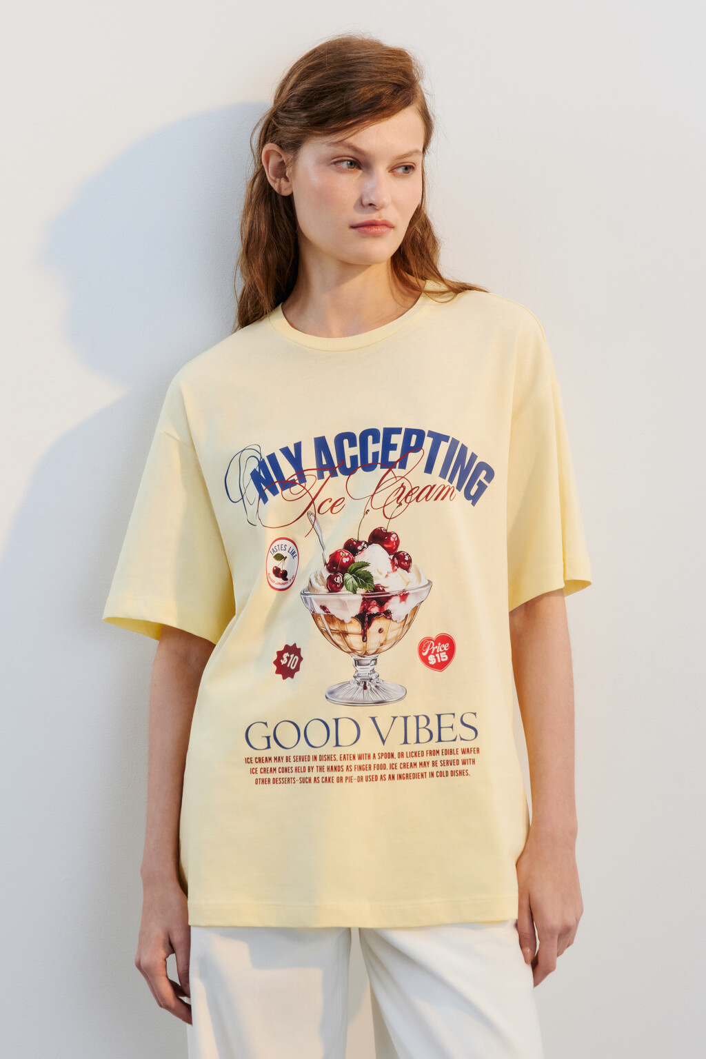 Футболка хлопковая с принтом - цвет желтый - 2