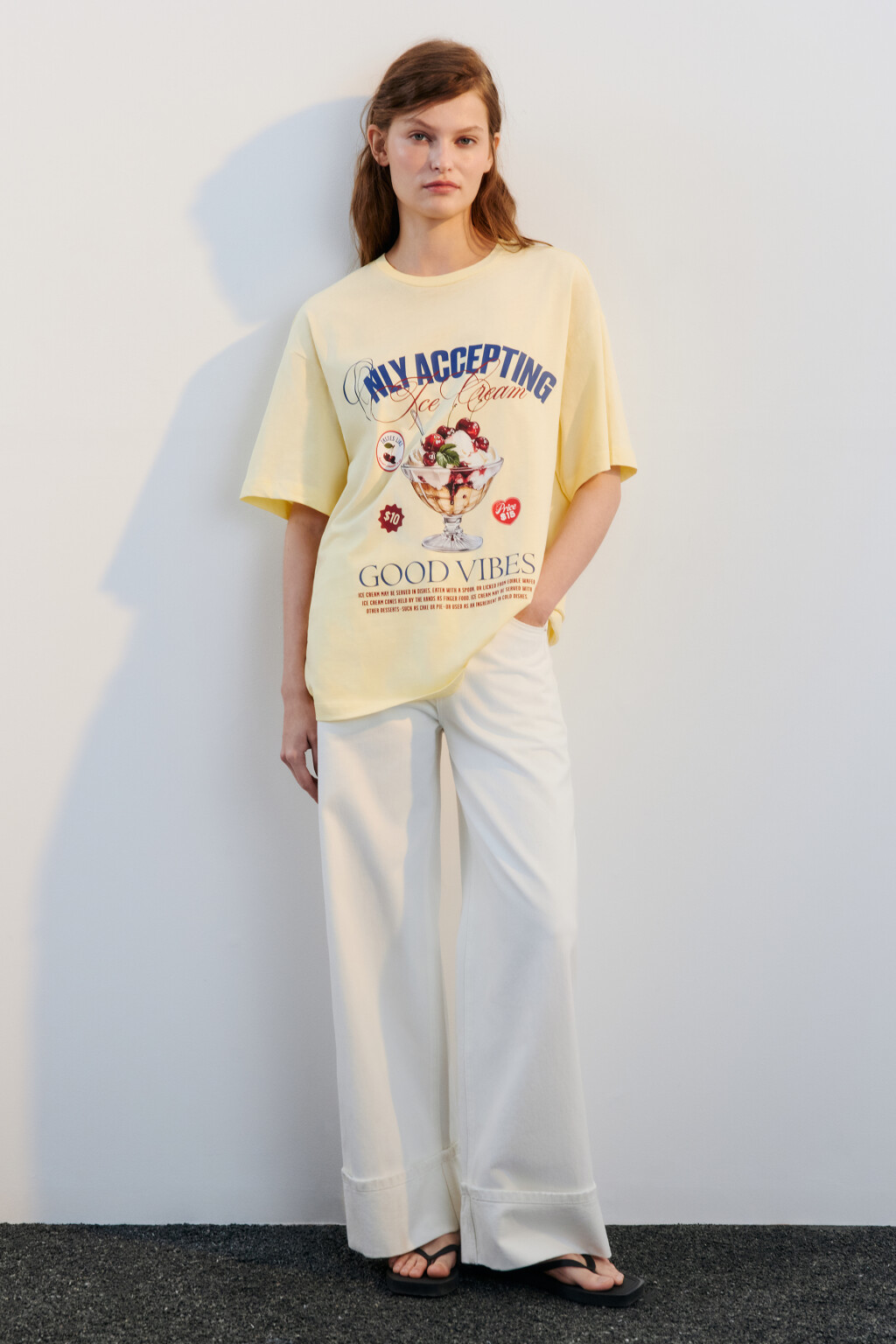 Футболка хлопковая с принтом - цвет желтый - 4