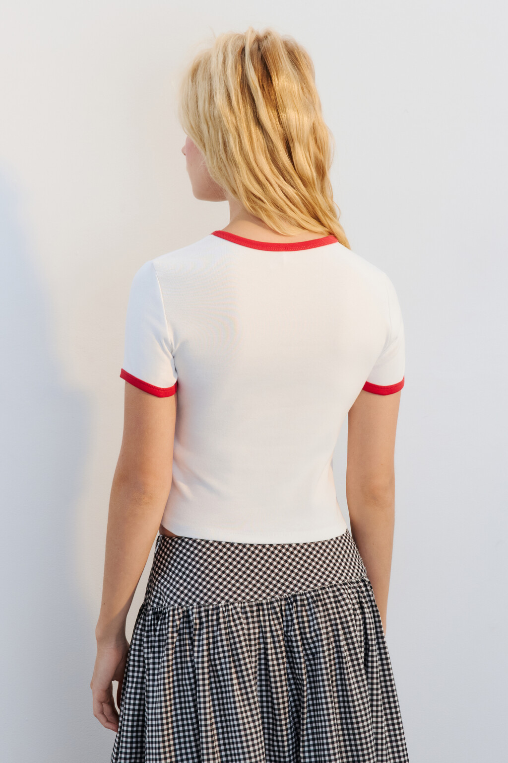 Футболка-топ хлопковая с принтом - цвет бежевый - 3