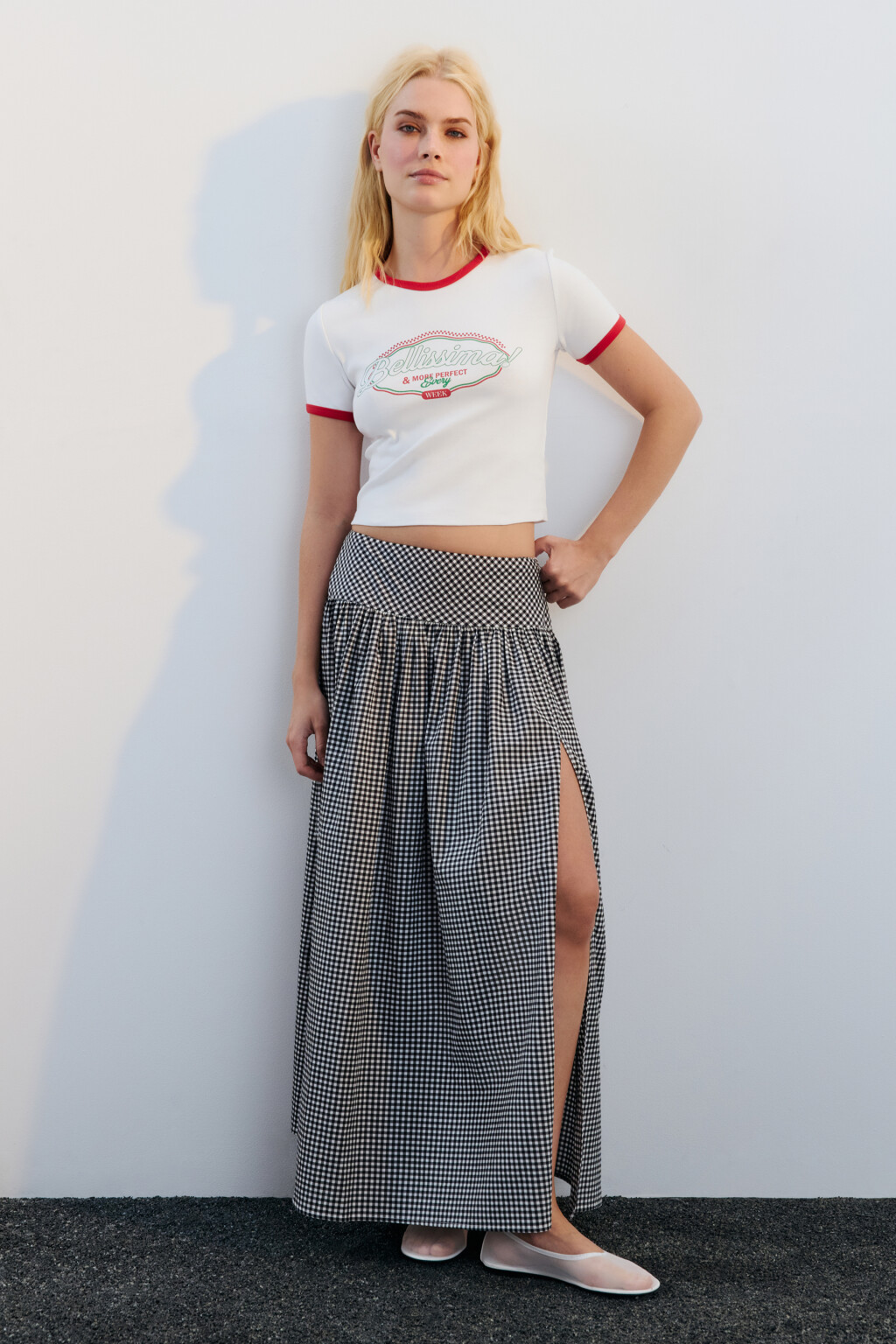 Футболка-топ хлопковая с принтом - цвет бежевый - 4