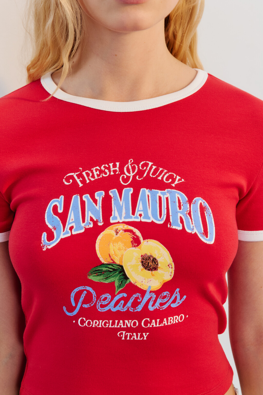 Футболка-топ хлопковая с принтом - цвет красный - 6