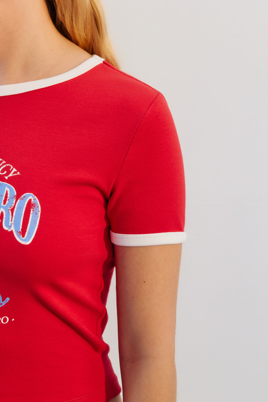 Футболка-топ хлопковая с принтом - цвет красный - 7