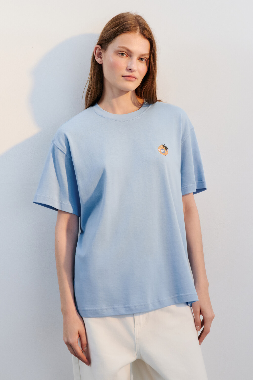 Футболка хлопковая с принтом - цвет голубой - 3