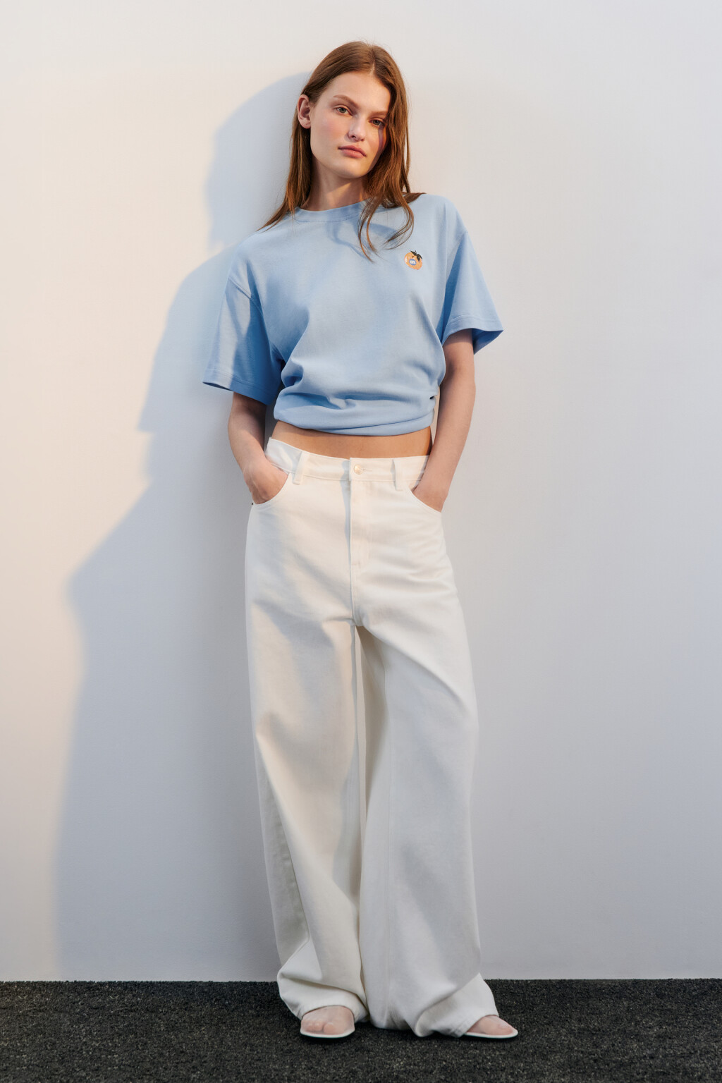 Футболка хлопковая с принтом - цвет голубой - 5