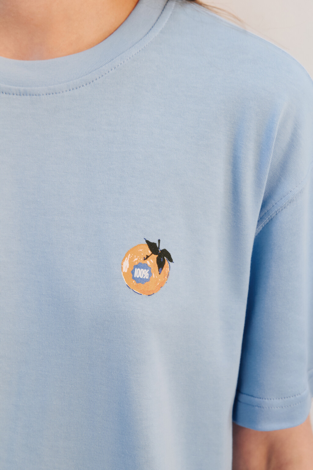Футболка хлопковая с принтом - цвет голубой - 6