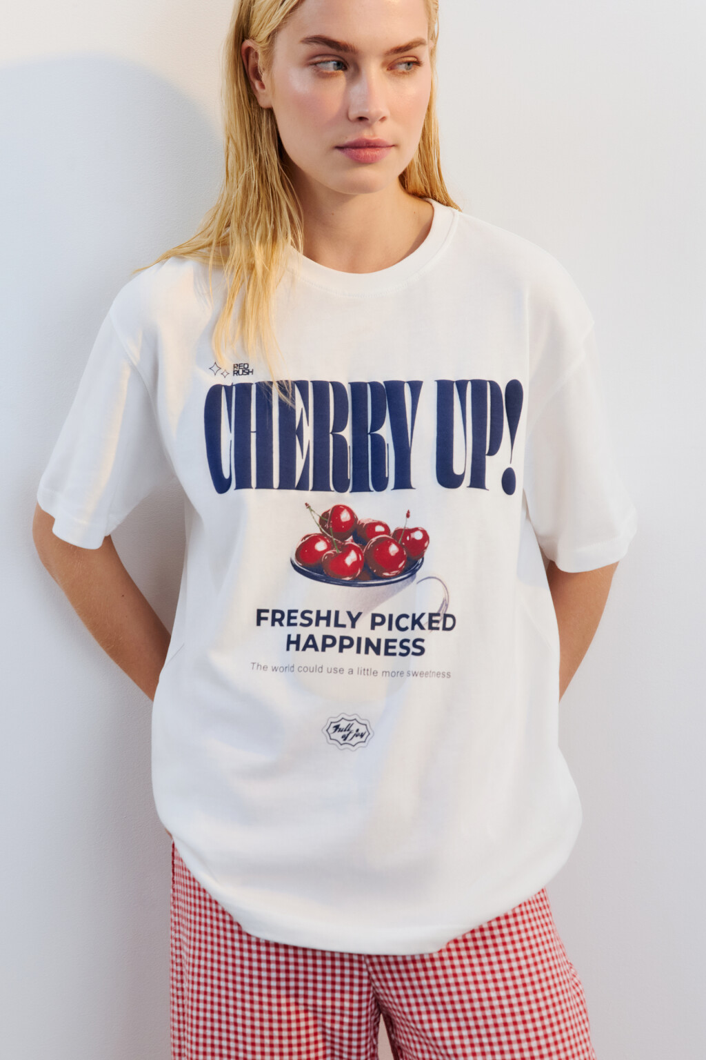 Футболка хлопковая с принтом - цвет белый - 2