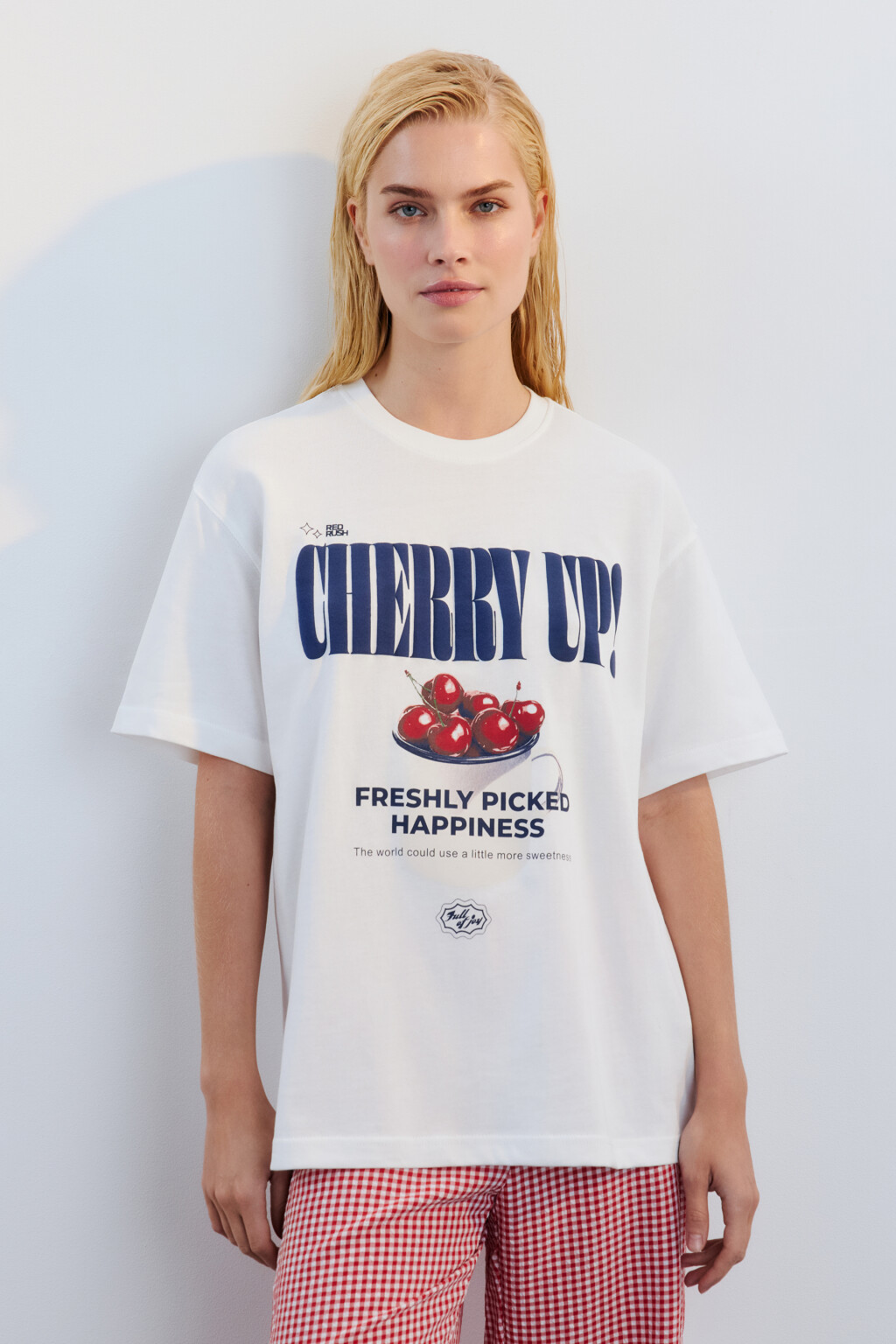 Футболка хлопковая с принтом - цвет белый - 3