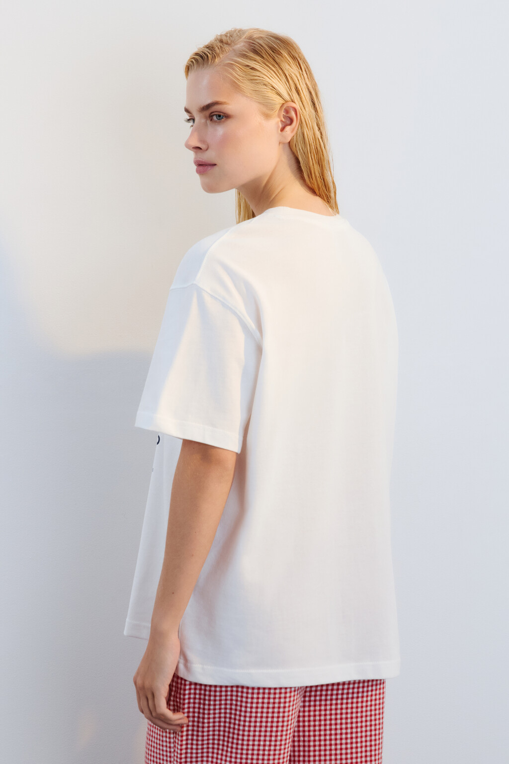 Футболка хлопковая с принтом - цвет белый - 4