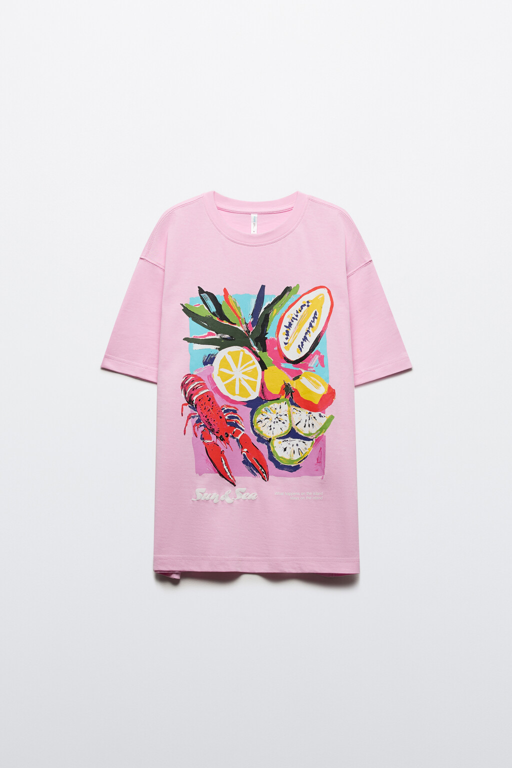 Футболка хлопковая с принтом - цвет розовый - 8