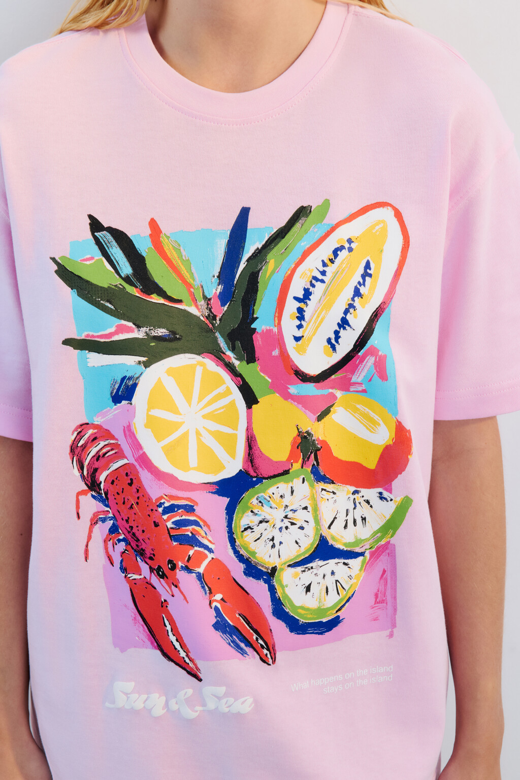 Футболка хлопковая с принтом - цвет розовый - 6