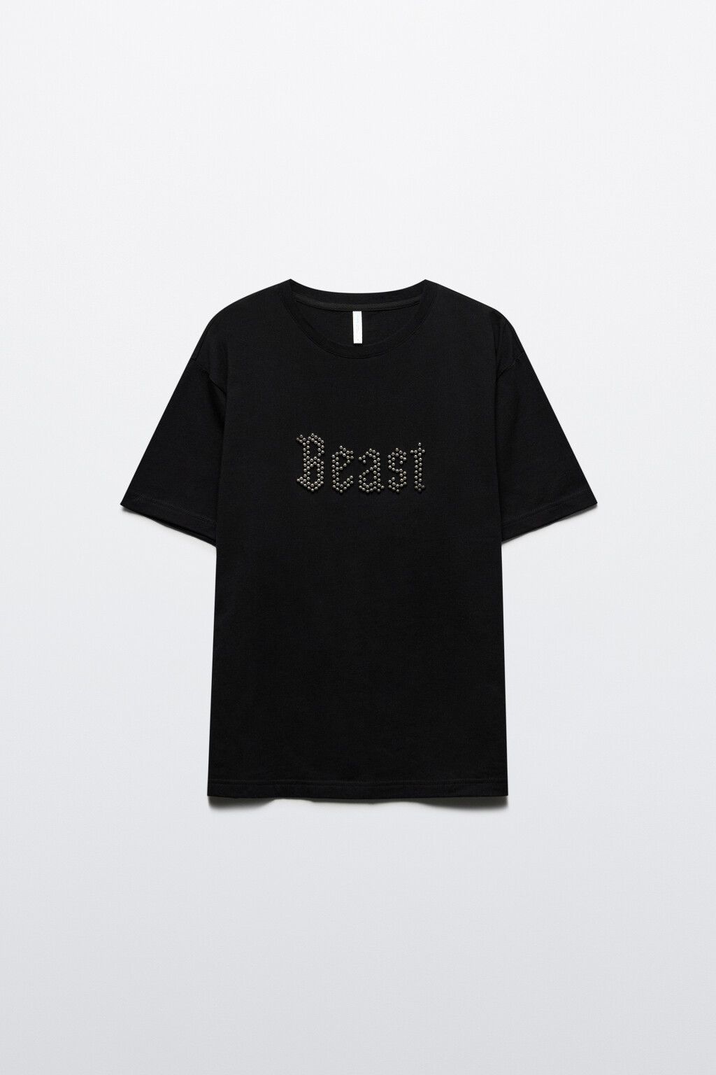 Футболка хлопковая с надписью из бисера - цвет черный - 7