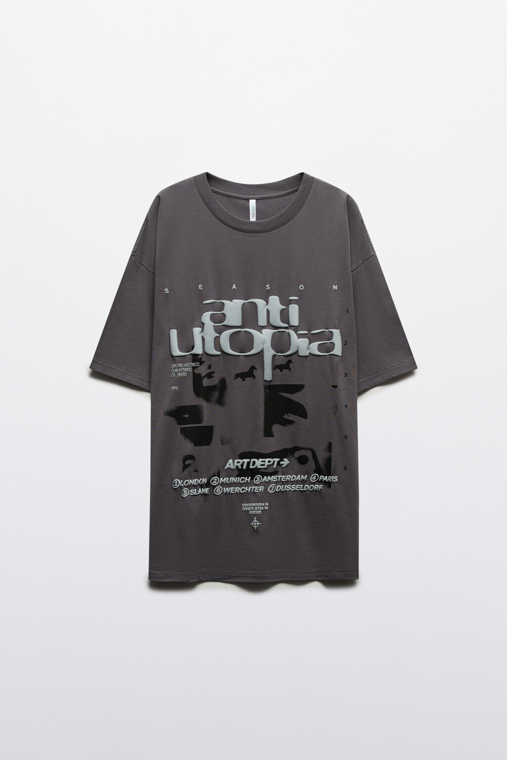 Футболка oversize с принтом в стиле гранж - цвет серый - 8