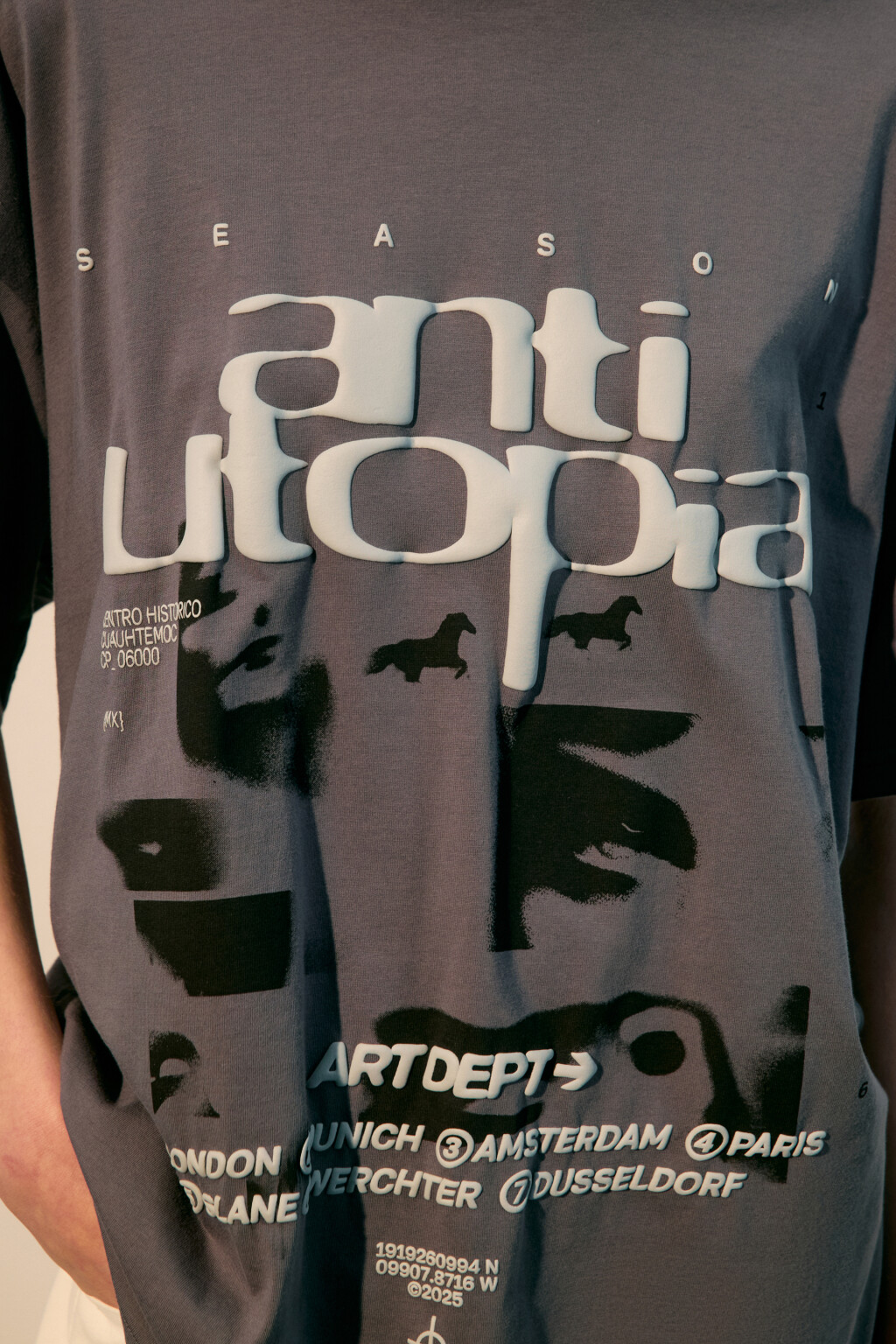 Футболка oversize с принтом в стиле гранж - цвет серый - 5