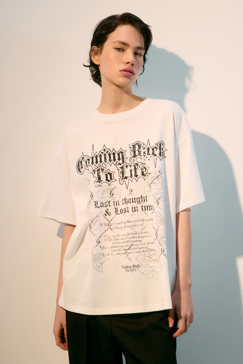 Футболка oversize с принтом в стиле гранж - цвет белый - 3