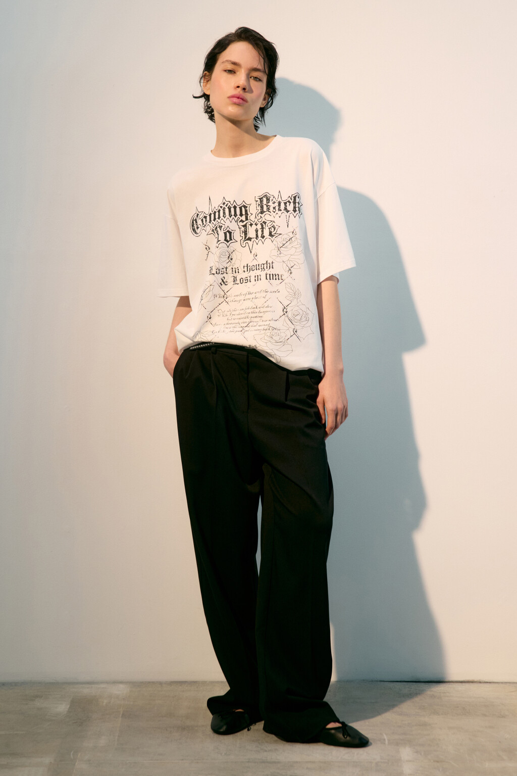 Футболка oversize с принтом в стиле гранж - цвет белый - 5