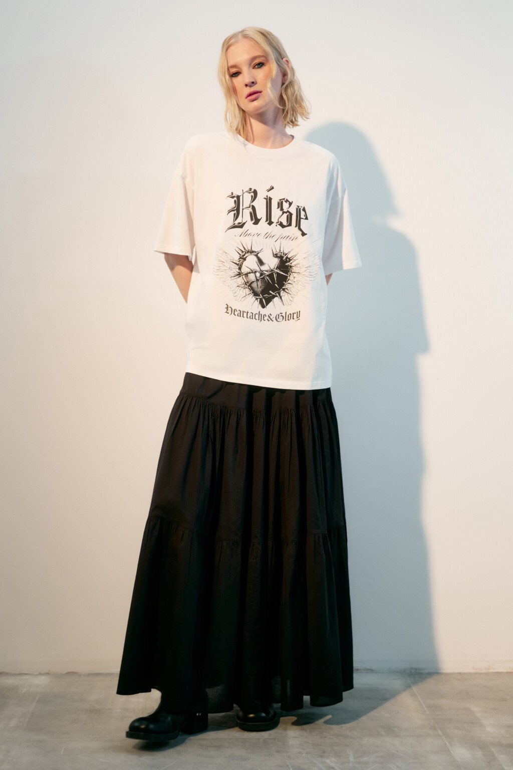 Футболка oversize с принтом в стиле гранж - цвет бежевый - 5