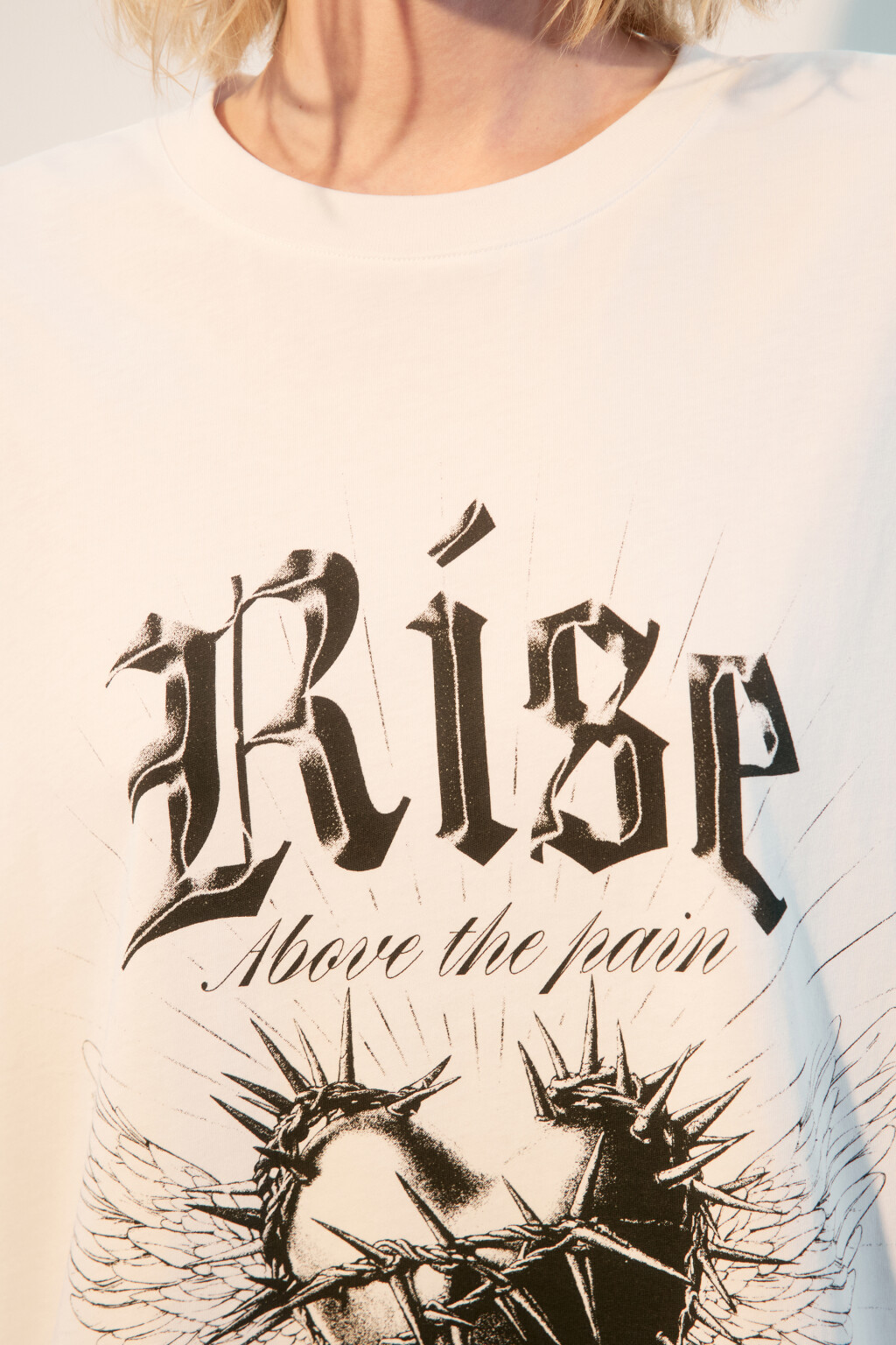 Футболка oversize с принтом в стиле гранж - цвет бежевый - 6