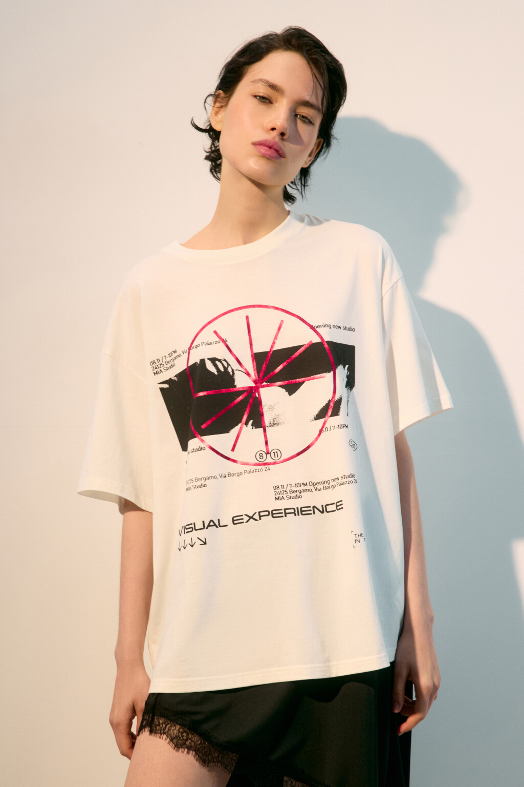 Футболка oversize с принтом в стиле гранж - цвет белый - 2