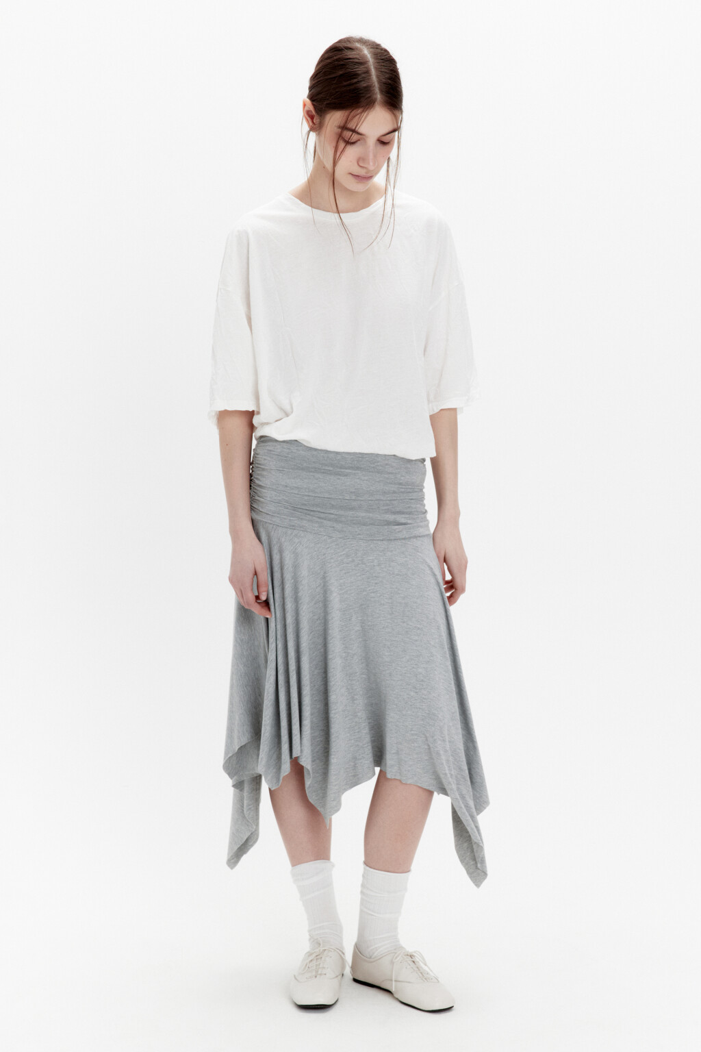 Футболка oversize из жатой ткани - цвет белый - 4