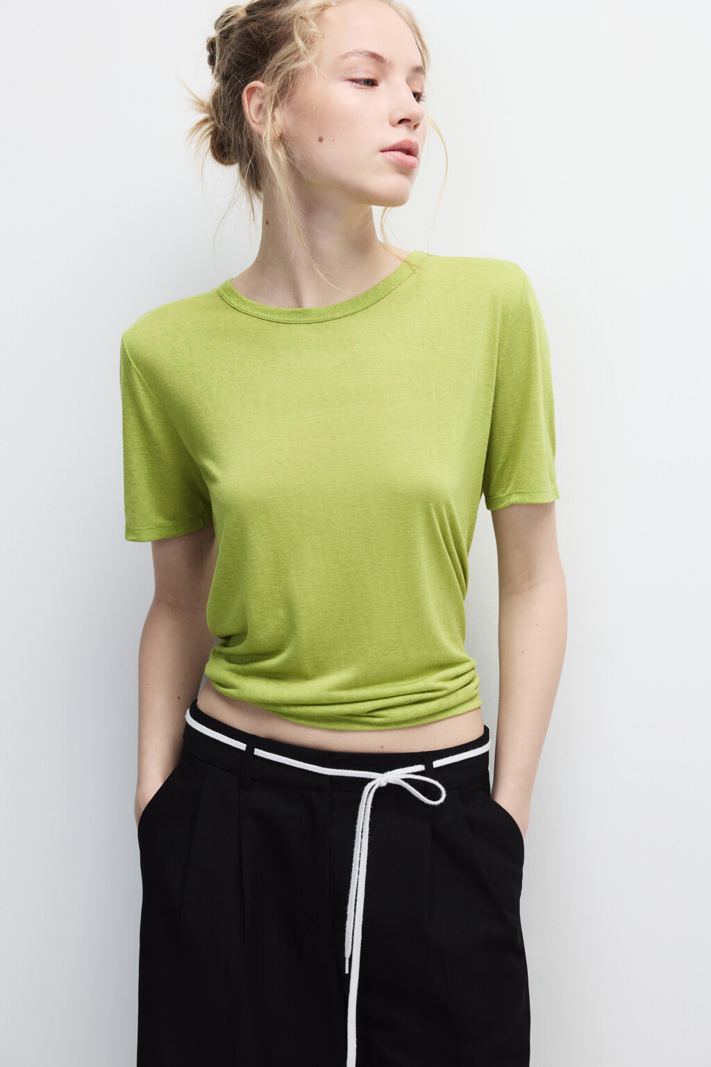 Футболка свободная из вискозы - цвет зеленый - 1