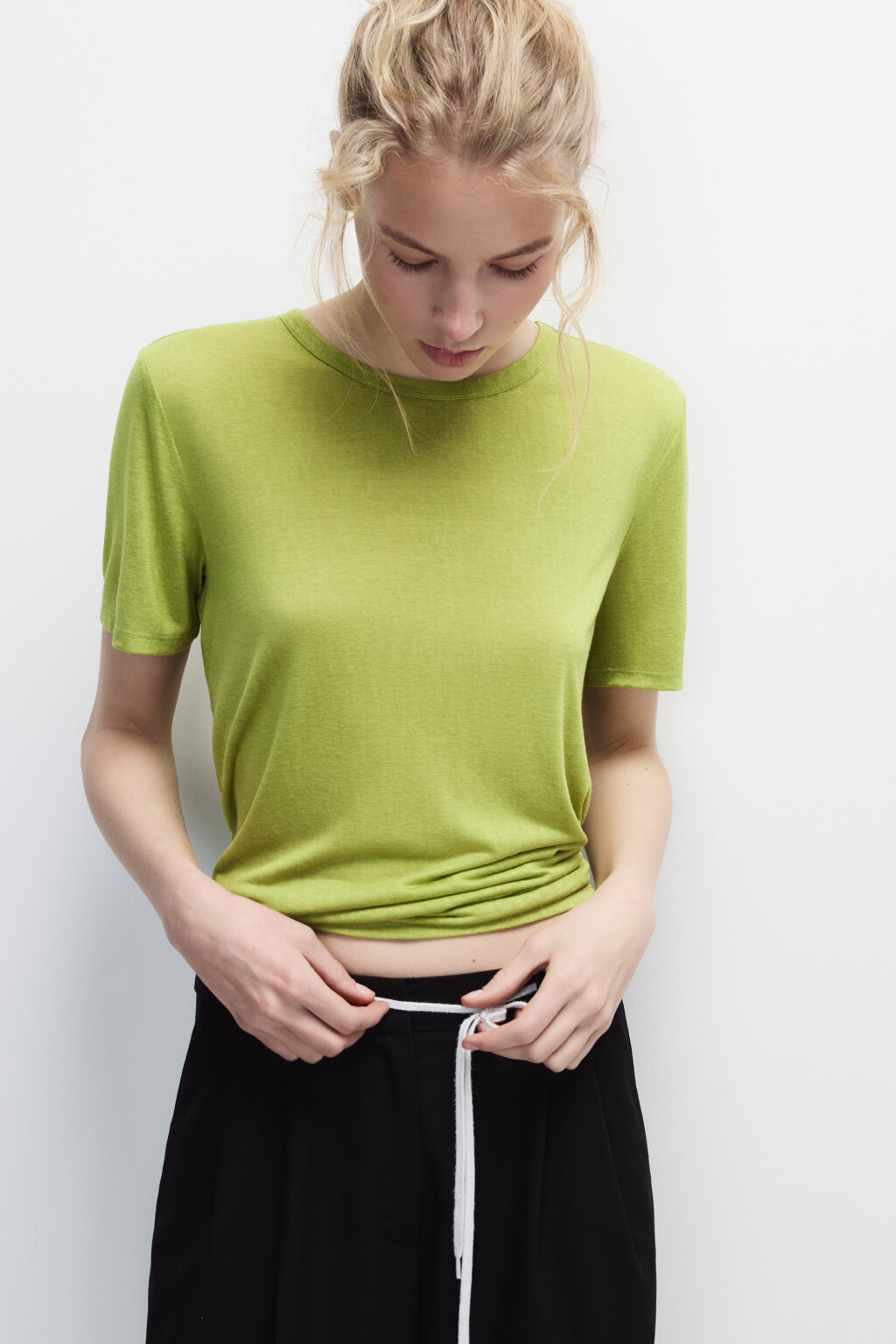 Футболка свободная из вискозы - цвет зеленый - 2