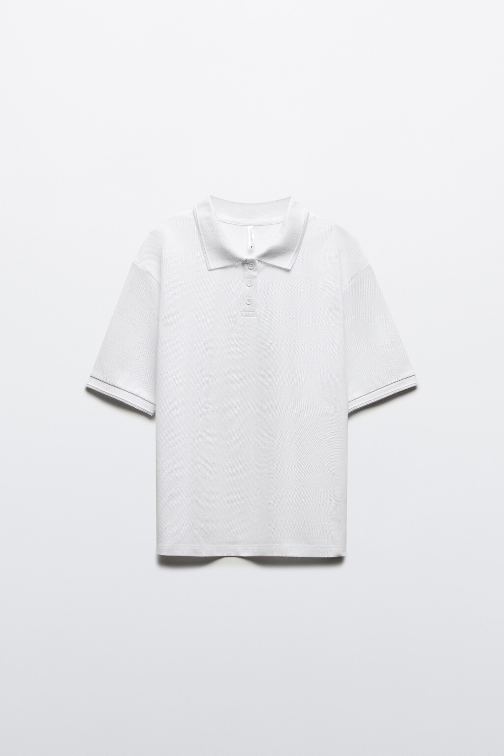 Футболка-поло хлопковая с застежкой на груди - цвет белый - 7