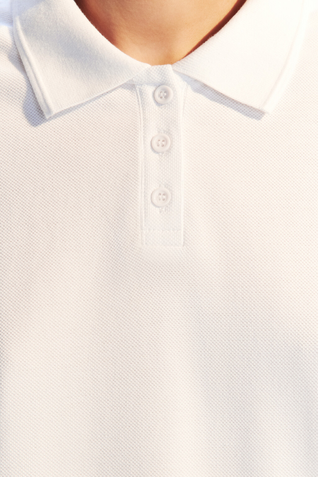 Футболка-поло хлопковая с застежкой на груди - цвет белый - 5