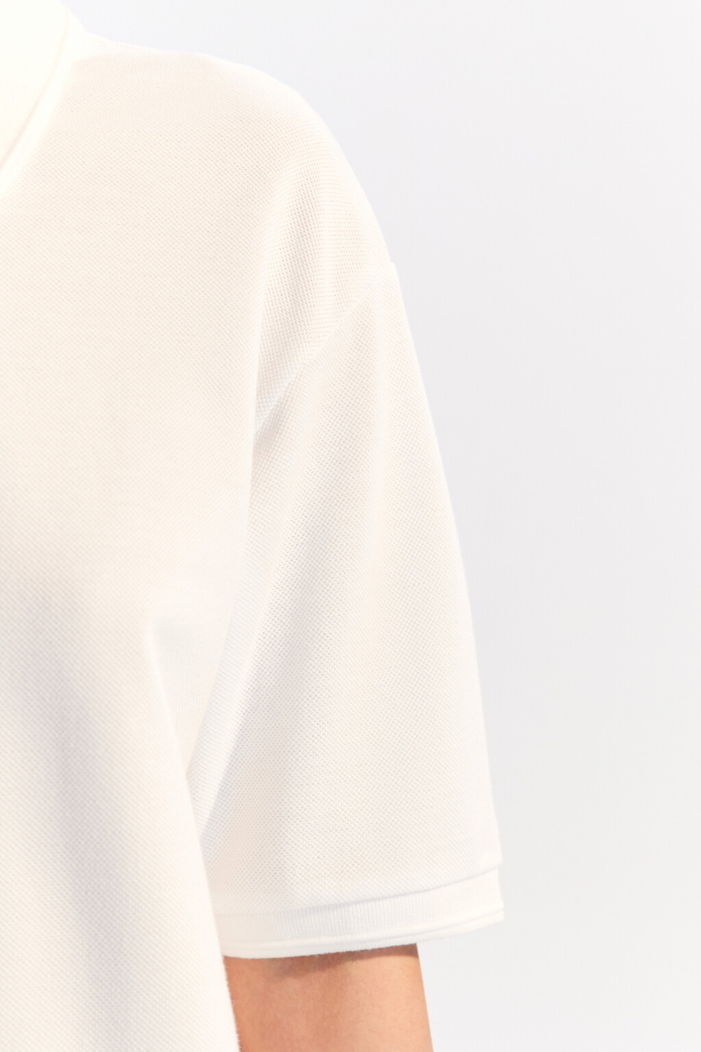 Футболка-поло хлопковая с застежкой на груди - цвет белый - 6