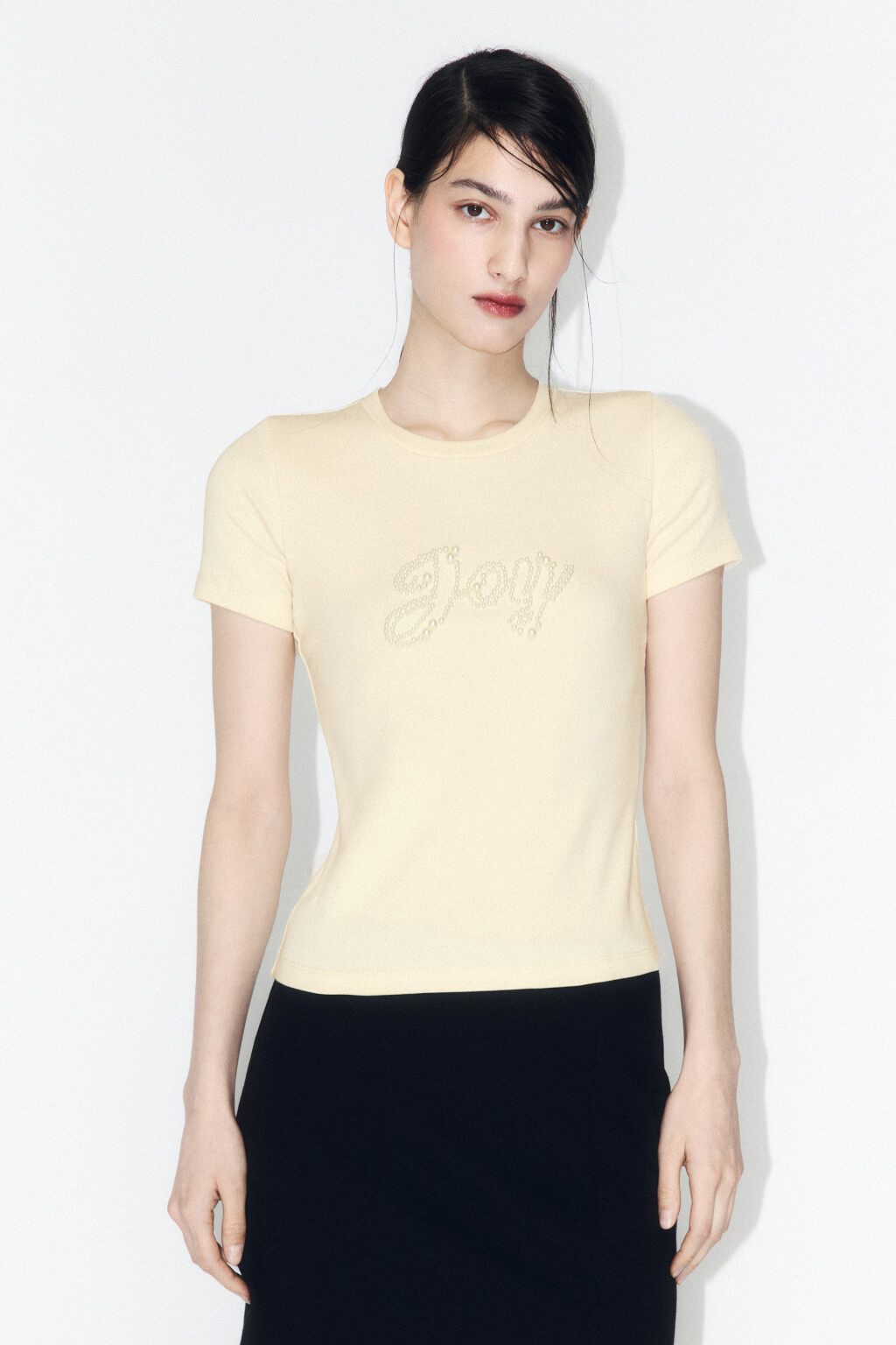 Футболка-топ хлопковая с принтом - цвет желтый - 2