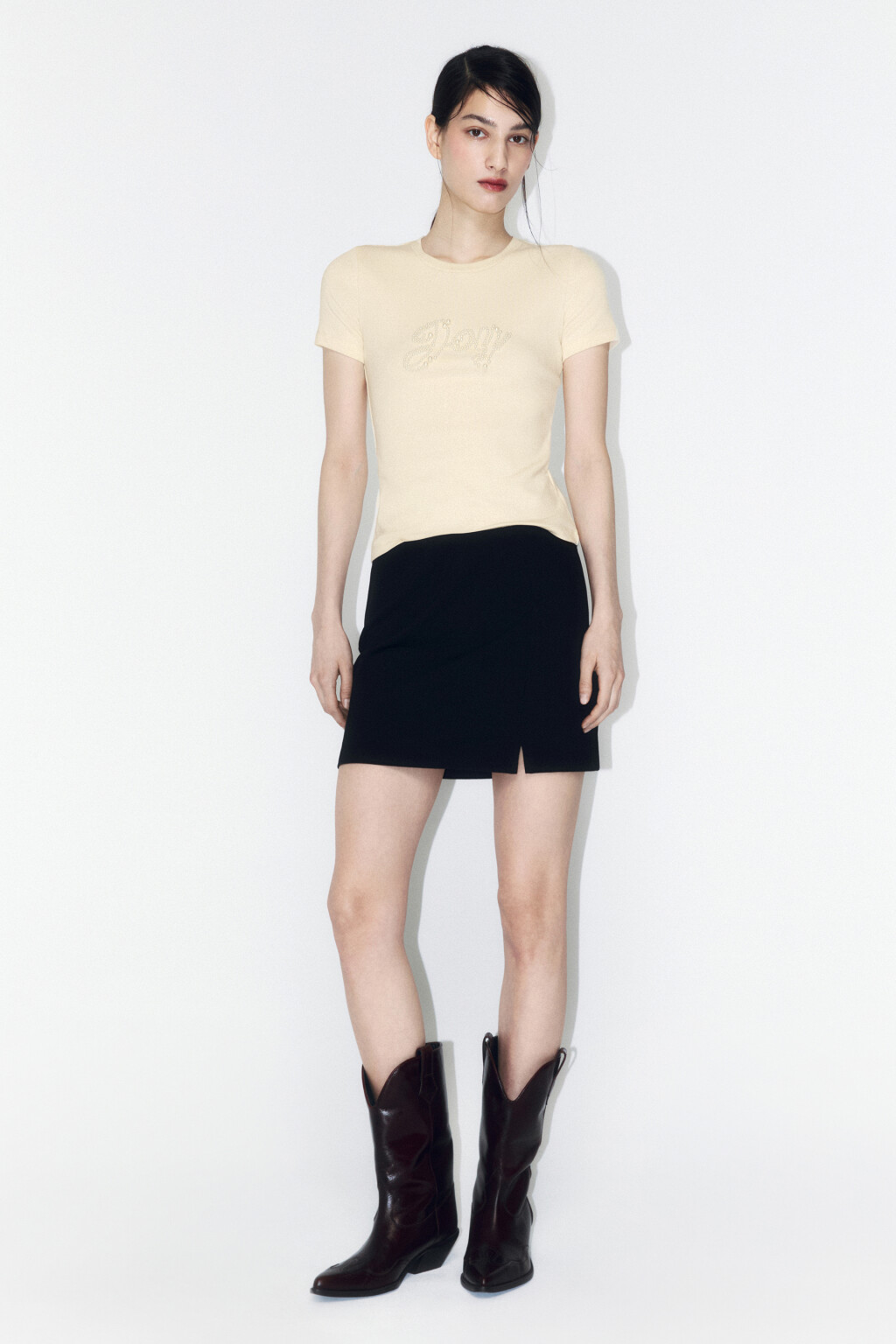 Футболка-топ хлопковая с принтом - цвет желтый - 4