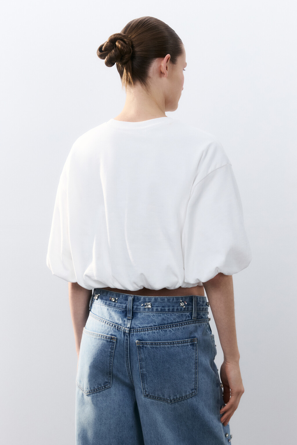 Футболка-топ с пышными рукавами - цвет белый - 4