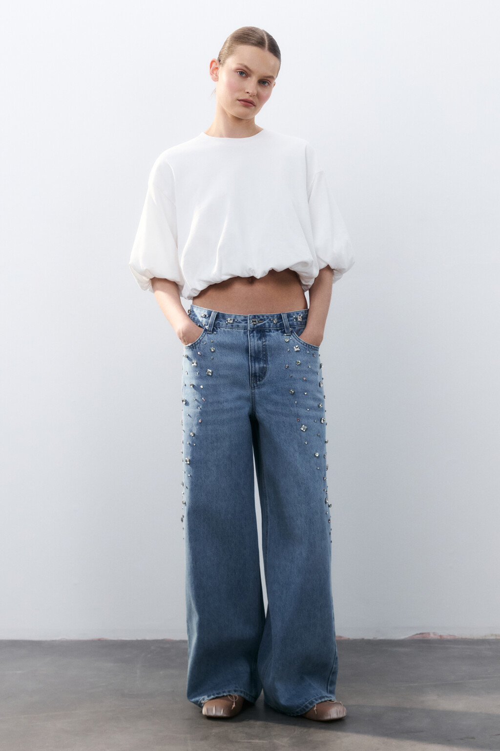 Футболка-топ с пышными рукавами - цвет белый - 5