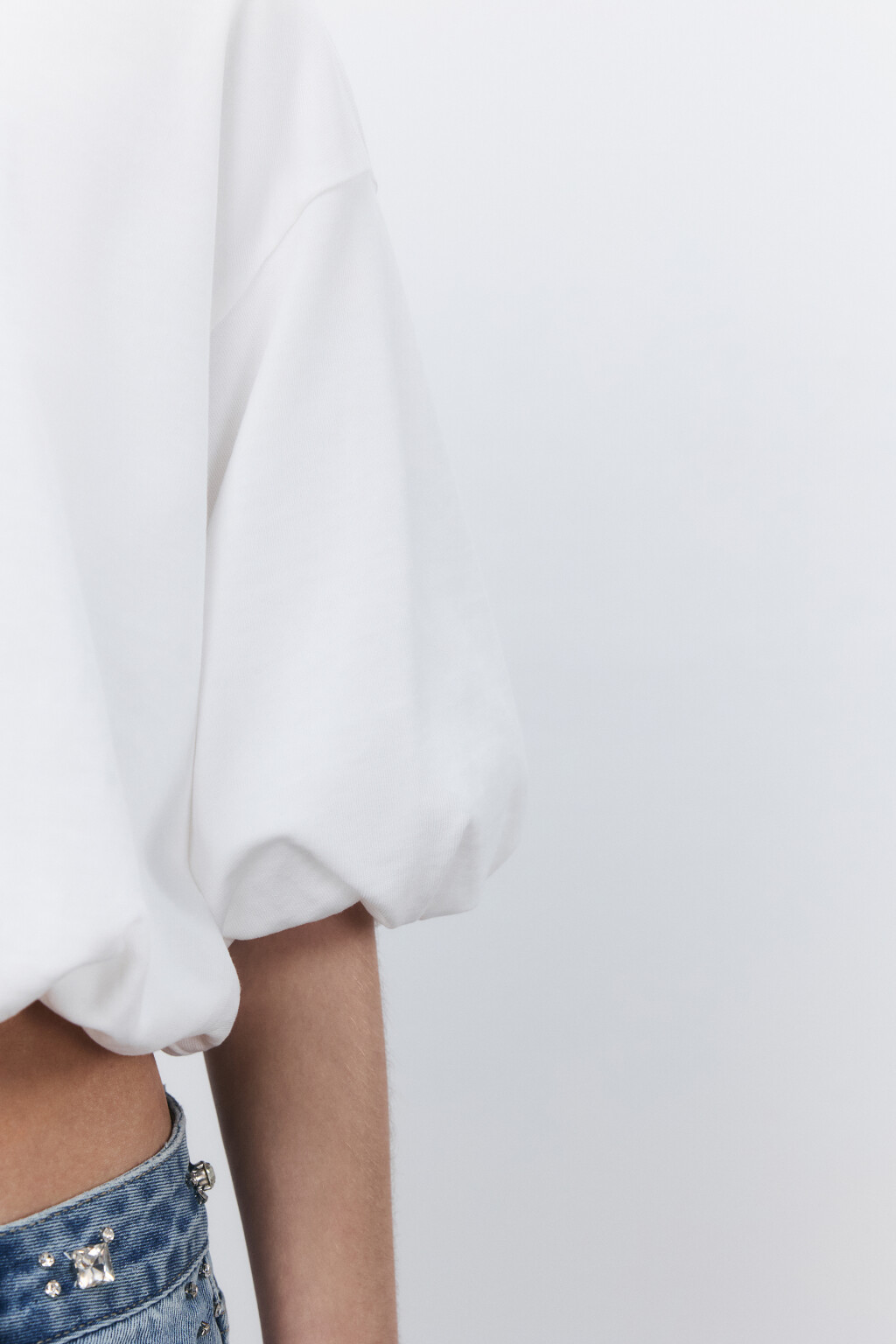 Футболка-топ с пышными рукавами - цвет белый - 7