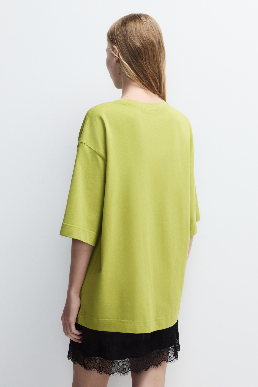 Футболка oversize с принтом-надписью - цвет зеленый - 3