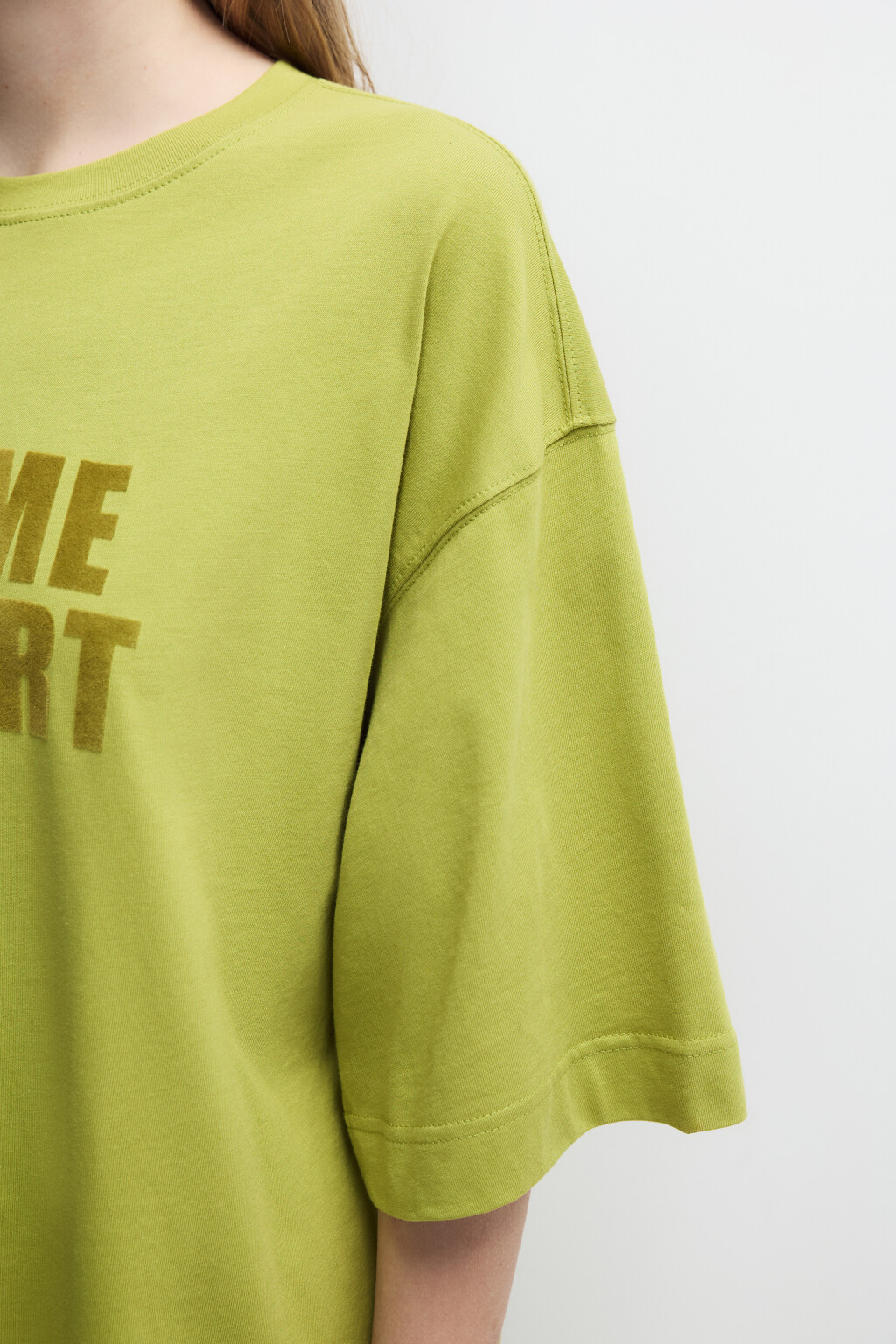 Футболка oversize с принтом-надписью - цвет зеленый - 6