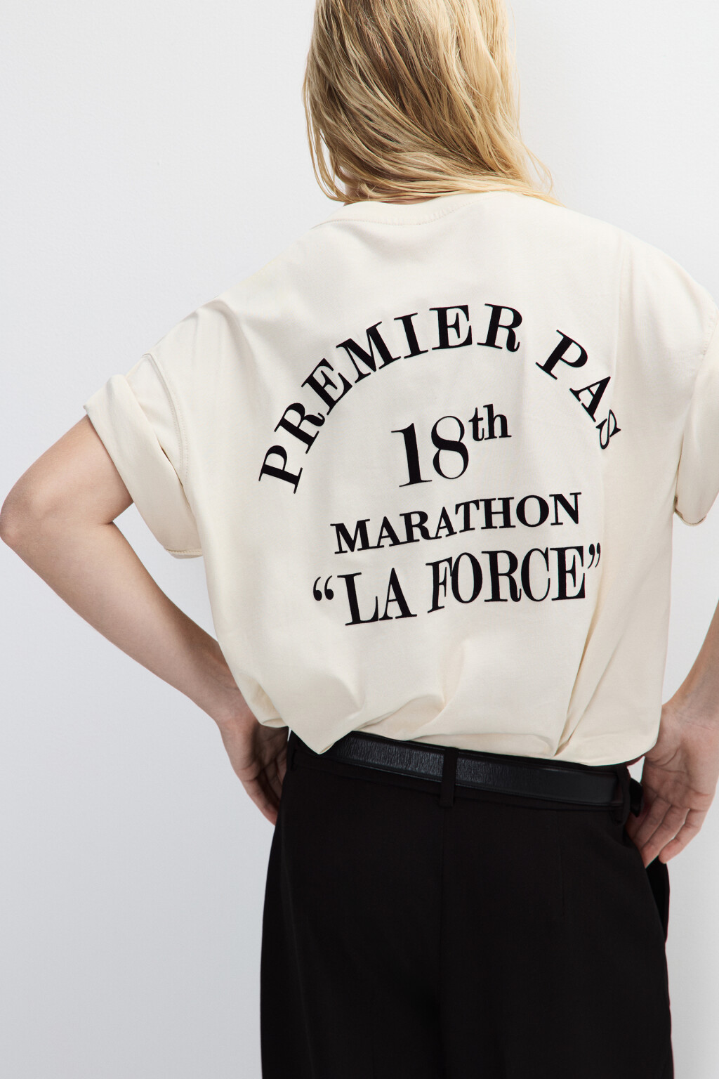 Футболка oversize с принтом-надписью - цвет бежевый - 1