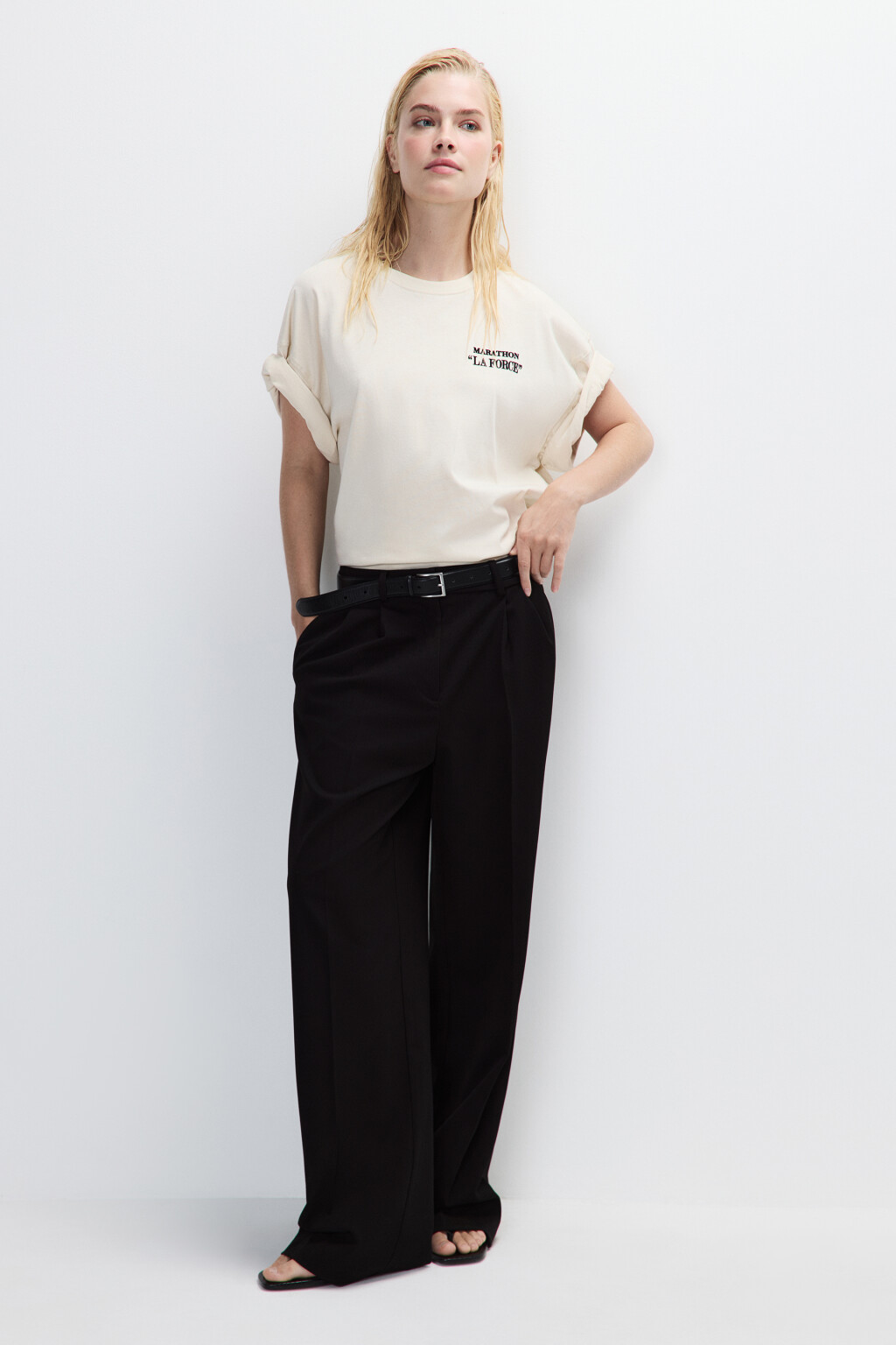 Футболка oversize с принтом-надписью - цвет бежевый - 5