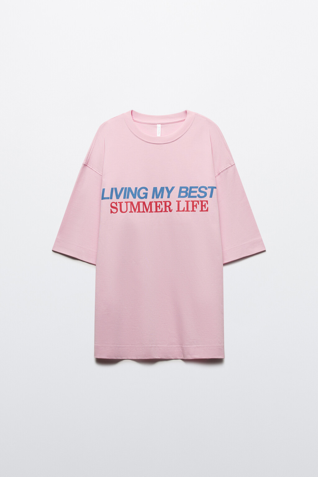 Футболка oversize с принтом-надписью - цвет розовый - 7