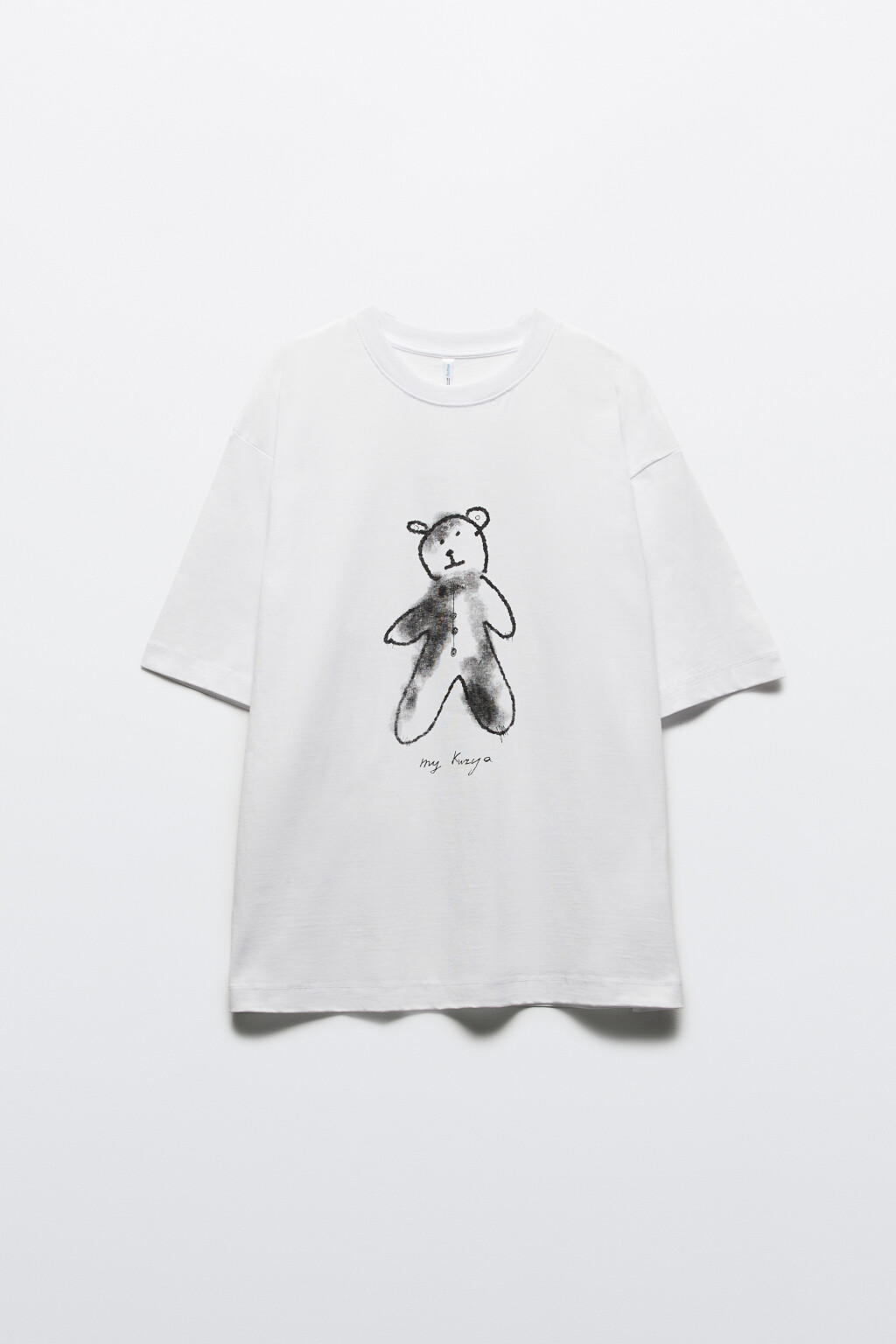 Футболка прямая хлопковая с принтом - цвет белый - 8