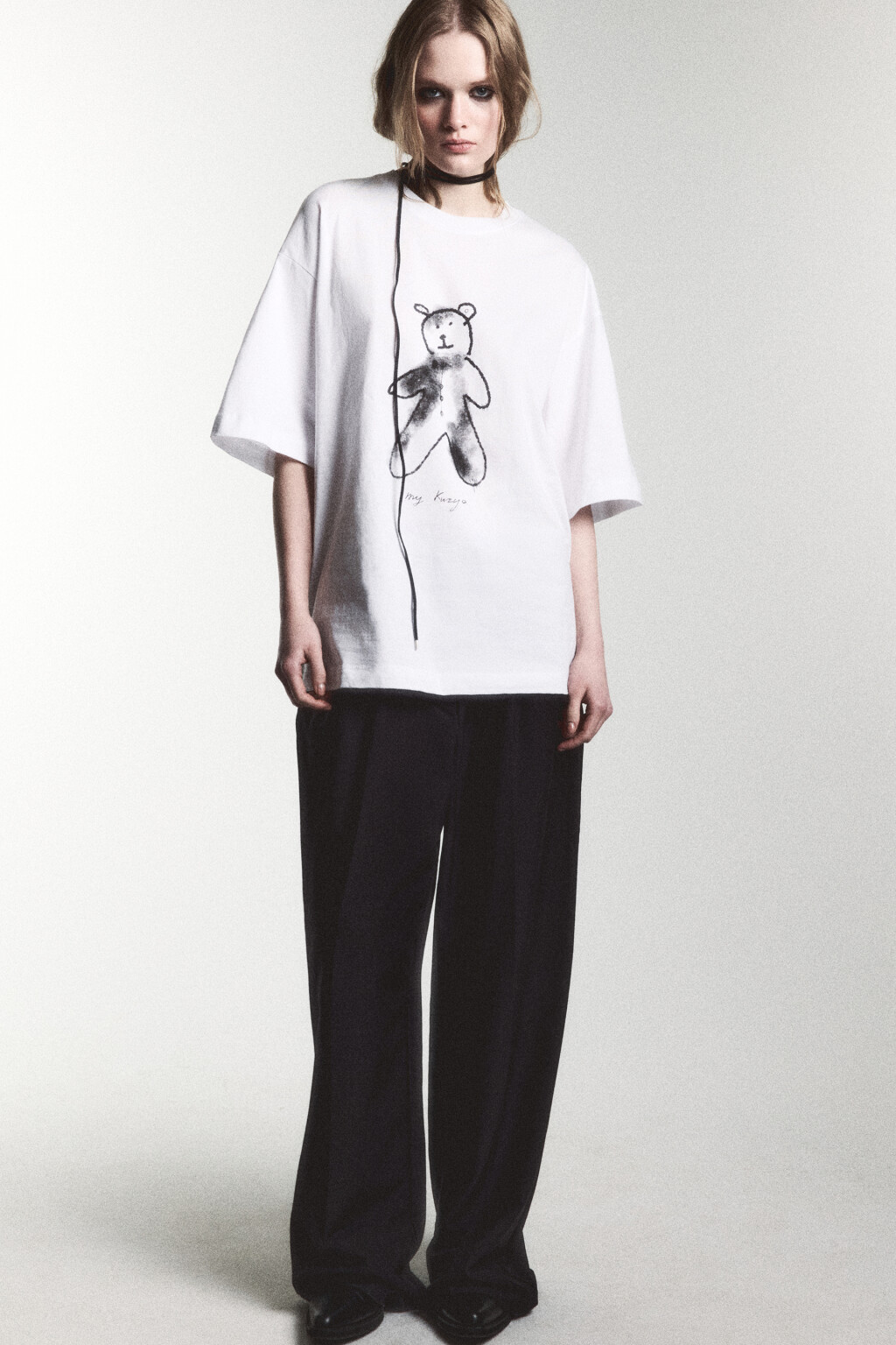 Футболка прямая хлопковая с принтом - цвет белый - 2