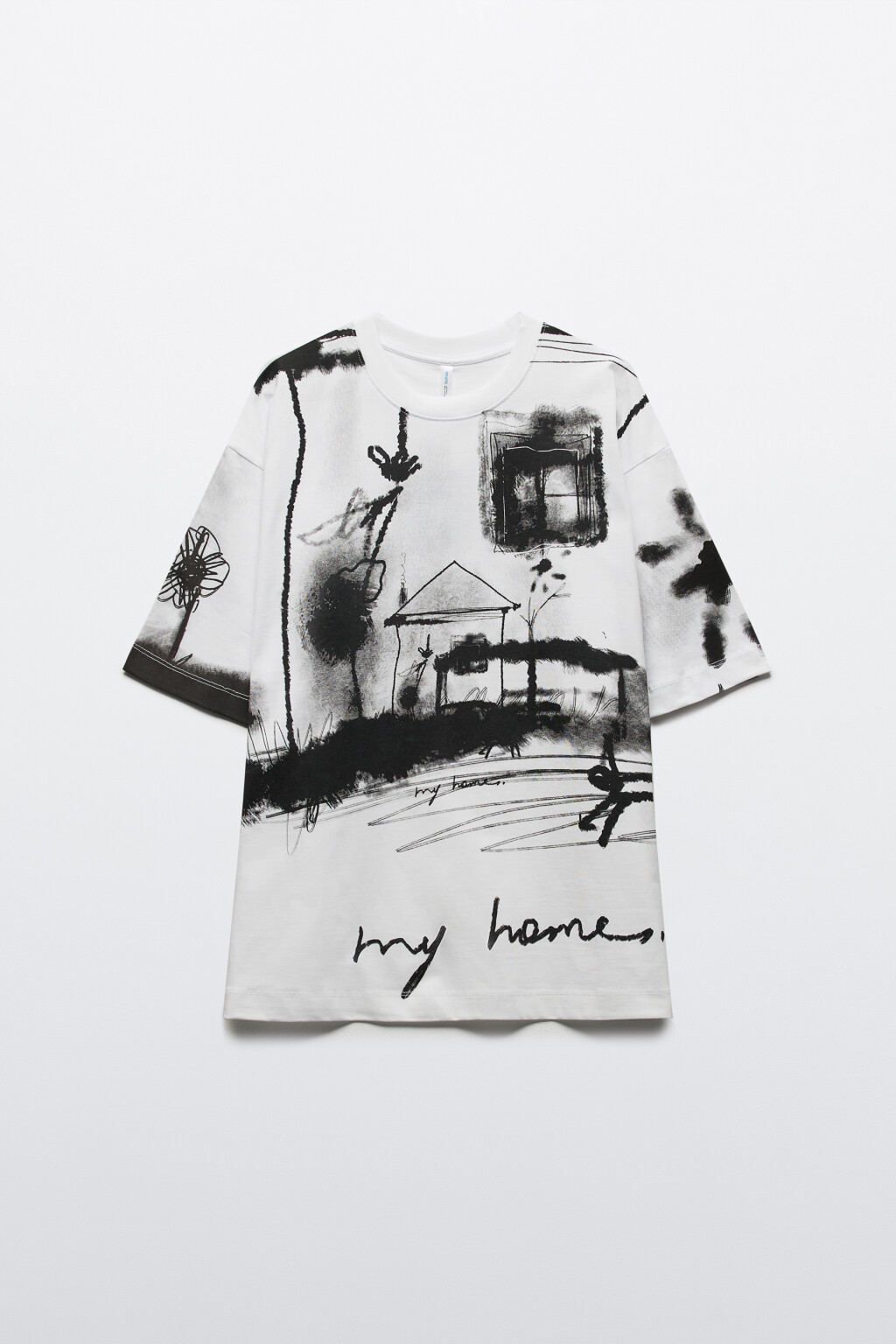 Футболка прямая хлопковая с принтом - цвет черный - 8