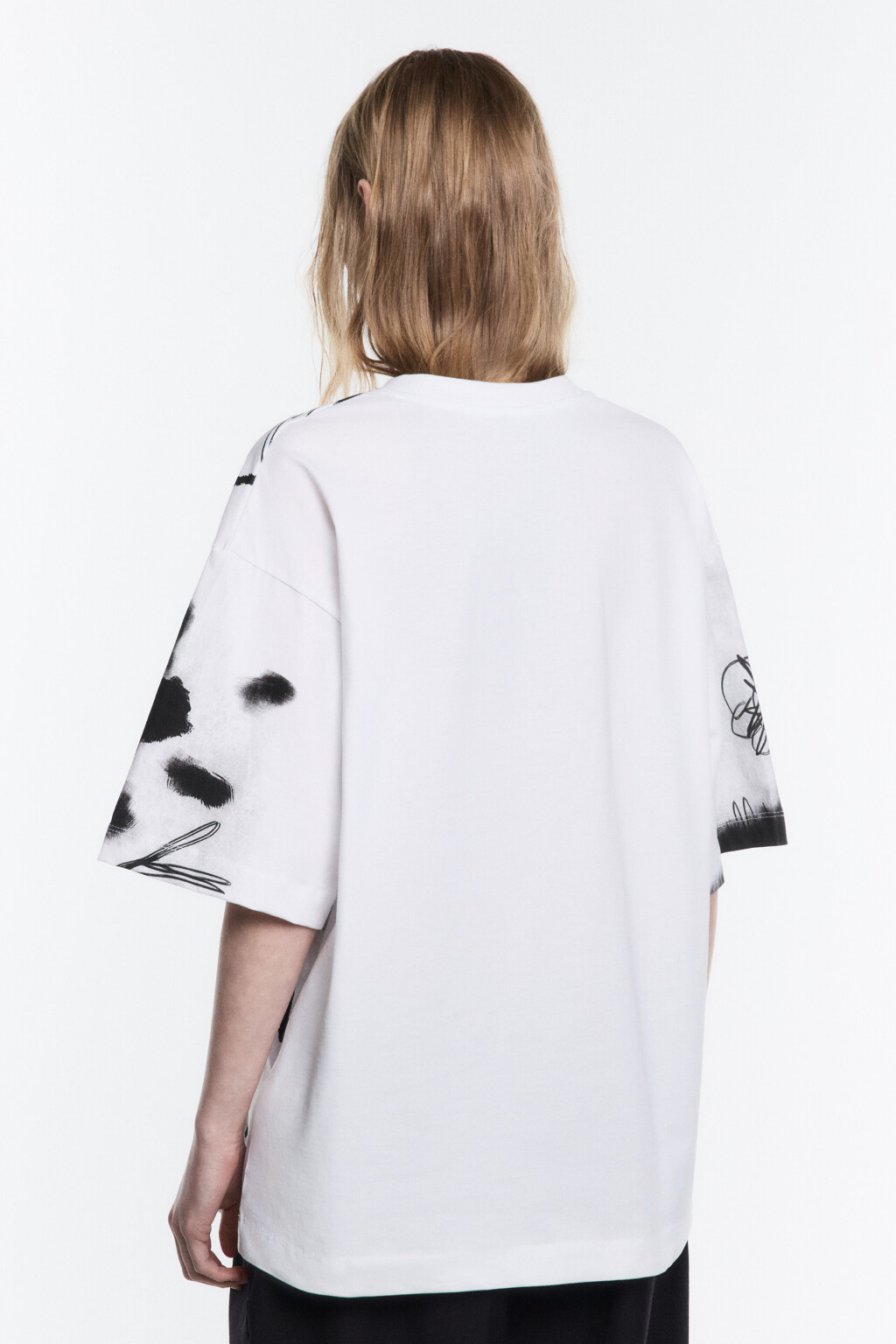 Футболка прямая хлопковая с принтом - цвет черный - 4