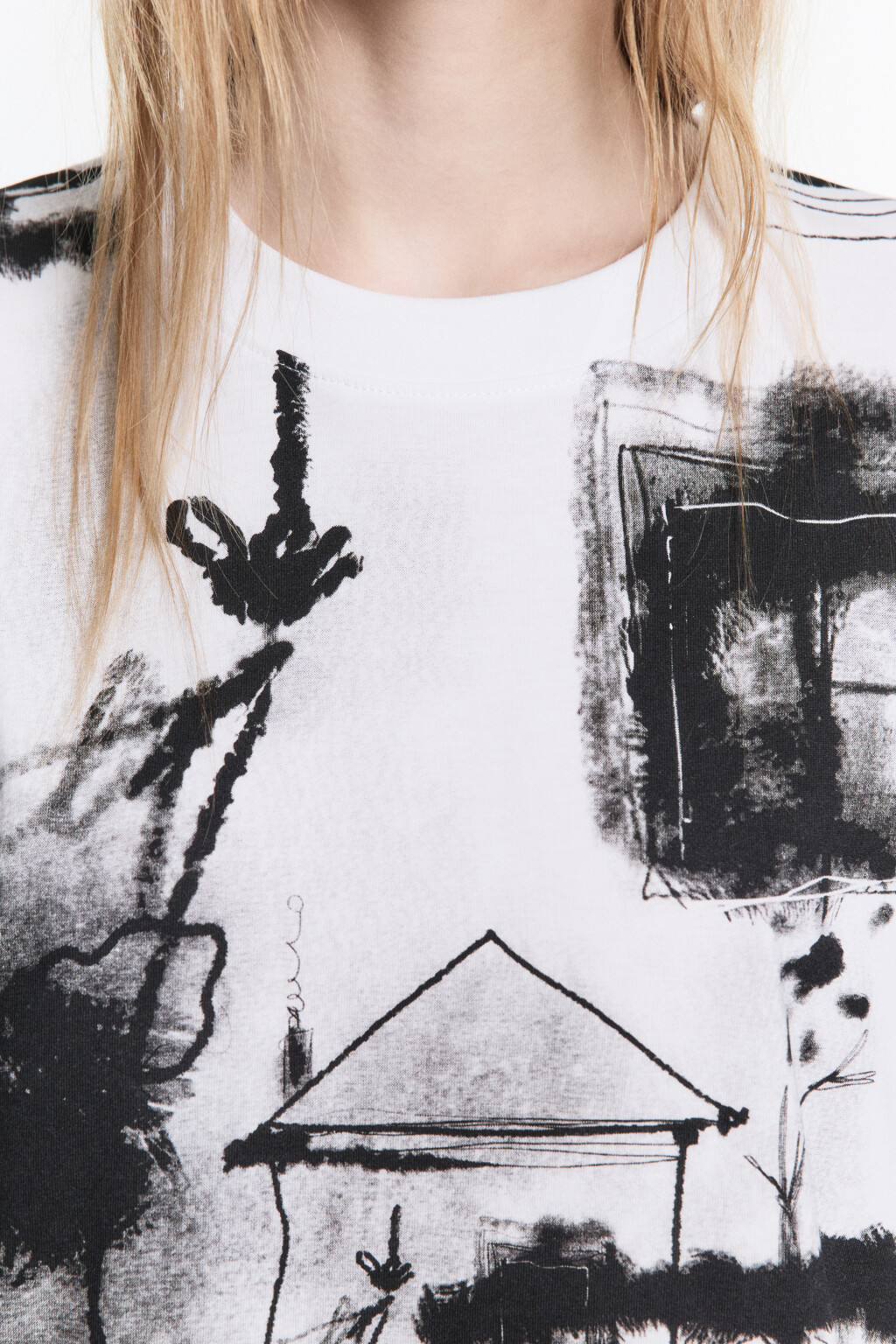 Футболка прямая хлопковая с принтом - цвет черный - 6