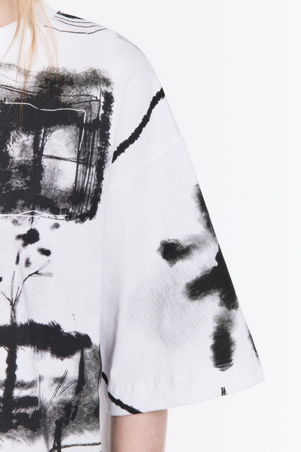 Футболка прямая хлопковая с принтом - цвет черный - 7