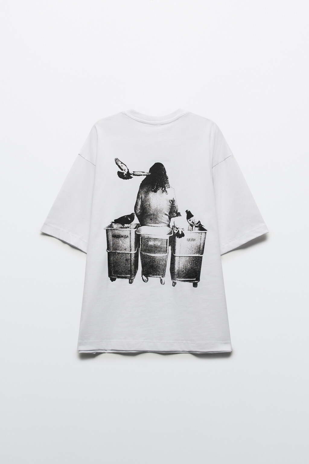 Футболка прямая хлопковая с принтом - цвет белый - 9